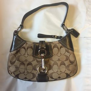 Coach Woven w/ Brown Leather Trim Shoulder Bag